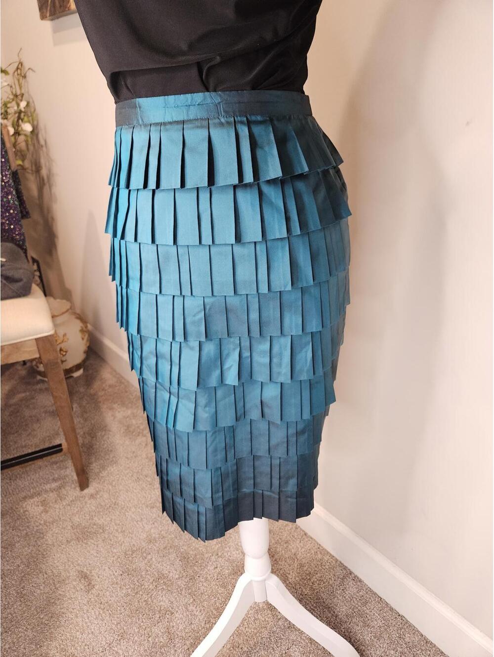Doncaster Collection Emerald Green Layered & Pleated Skirt - Size 6